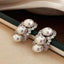 Zircon triple pearl drop earrings in silver-plated alloy — additional view 2