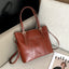Leather tote bag oil wax leather texture close-up
