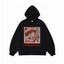 Black letter print loose hoodie for women