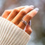 Double band zircon cross ring in silver-plated alloy — primary view