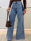 Light Blue High-Waist Flared Jeans, close-up product view