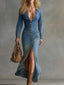Blue long-sleeve denim maxi dress product image