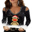 Black plus size reindeer cold shoulder top for women