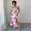 Printed tie strap slit maxi dress — primary view