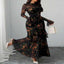 Floral flounce sleeve mermaid maxi dress — primary view