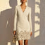 Apricot V-neck bodycon party dress with 3D floral detail