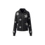 Black star pattern knit zip cardigan for women