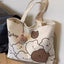Bear print tote bag shown from back angle