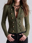 Rib-knit patchwork button-up jacket for women, image 3