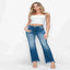 Raw hem distressed mid-rise straight jeans — primary view