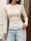 Model wearing the Lace Trim Long Sleeve T-Shirt