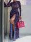 Sheer Floral Print Maxi Dress with High Slit view 3