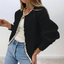 Black mock neck knitted cardigan for women