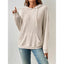 Apricot ribbed kangaroo pocket hoodie for women