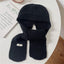Black solid color knitted beanie hat for women