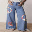 Floral wide-leg jeans — primary view
