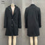 Plain black lapel coat with front buttons, front and back views