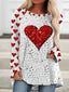 White plus size polka dot heart print top for women