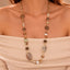 Bohemian beaded long necklace with geometric accents, style 1