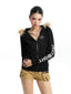 Black detachable collar hooded cardigan for women