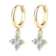 Gold hoop drop earrings with cubic zirconia