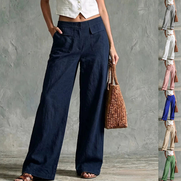 Solid-color elastic-waist casual pants product image