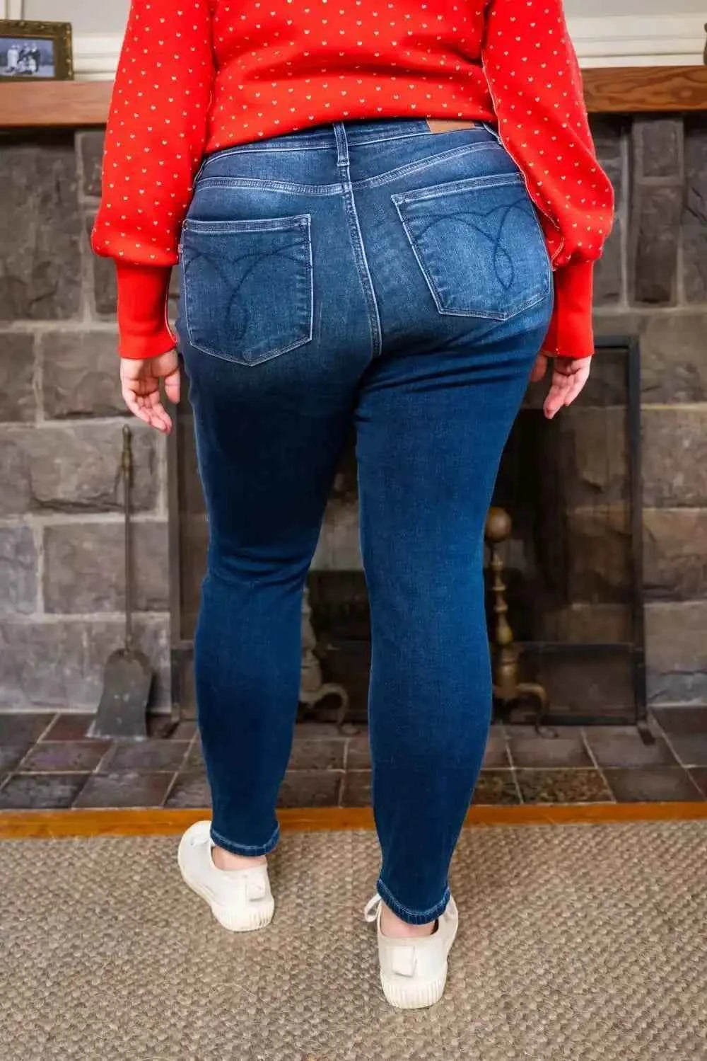 Plus Size Washed Thermal Skinny Jeans-Jeans-Splashis-Splashis