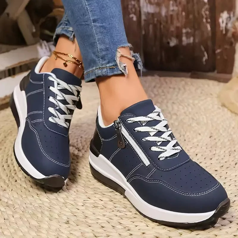 Product detail photo of Round Toe Lace Up Sneakers, Shoes, black, everyday style