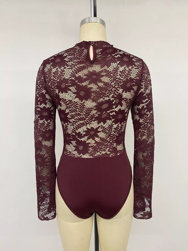 Lace cut-out flare sleeve bodysuit — additional view 10