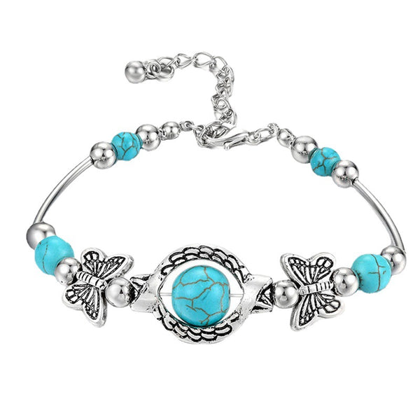 Turquoise Butterfly Alloy Bracelet, product view 7