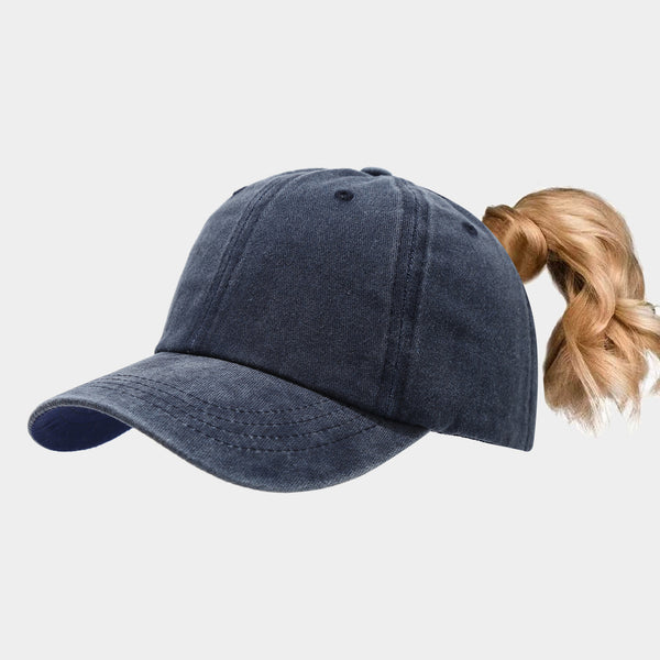 Navy Blue ponytail sports sun hat for women