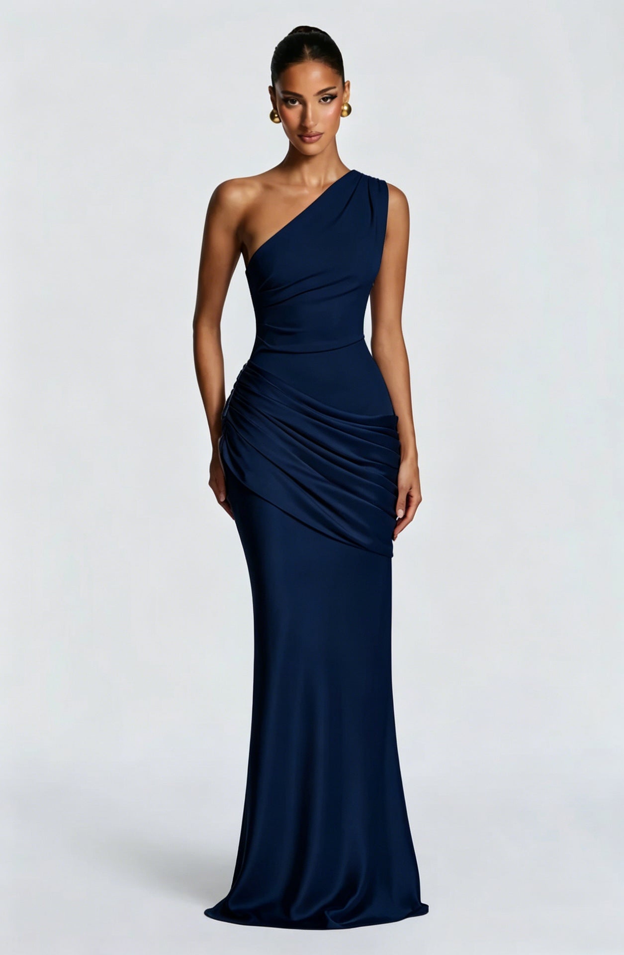 One-Shoulder Satin Mermaid Dress