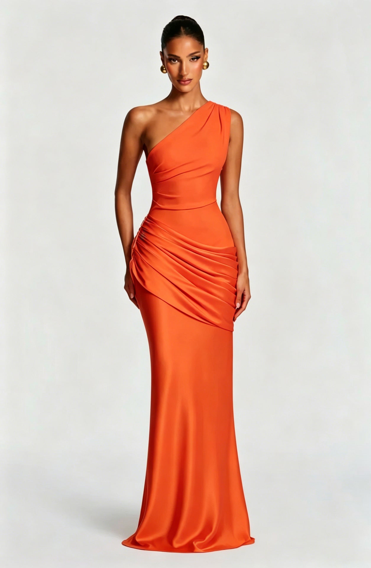 One-Shoulder Satin Mermaid Dress