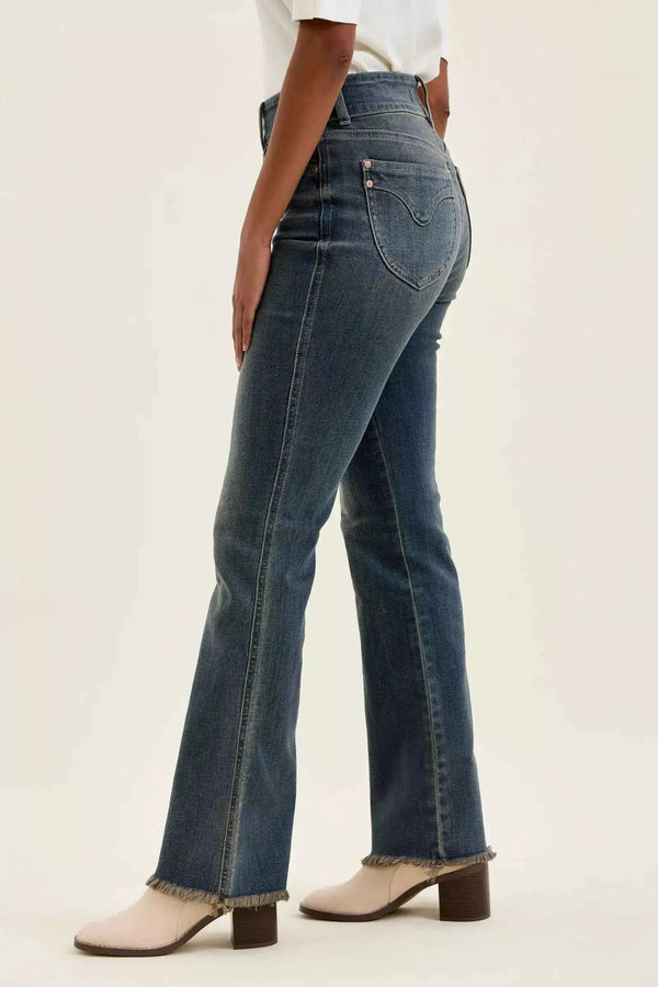 High-waist frayed hem jeans — additional view 2