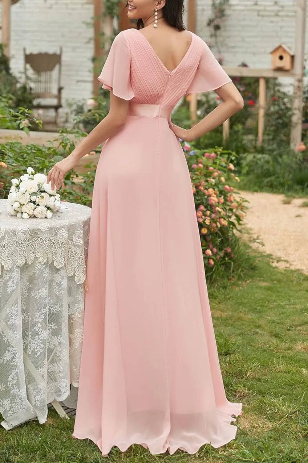 Surplice Flutter Sleeve Maxi Dress view 3