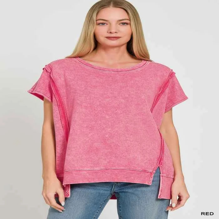 Oversized french terry top — primary view