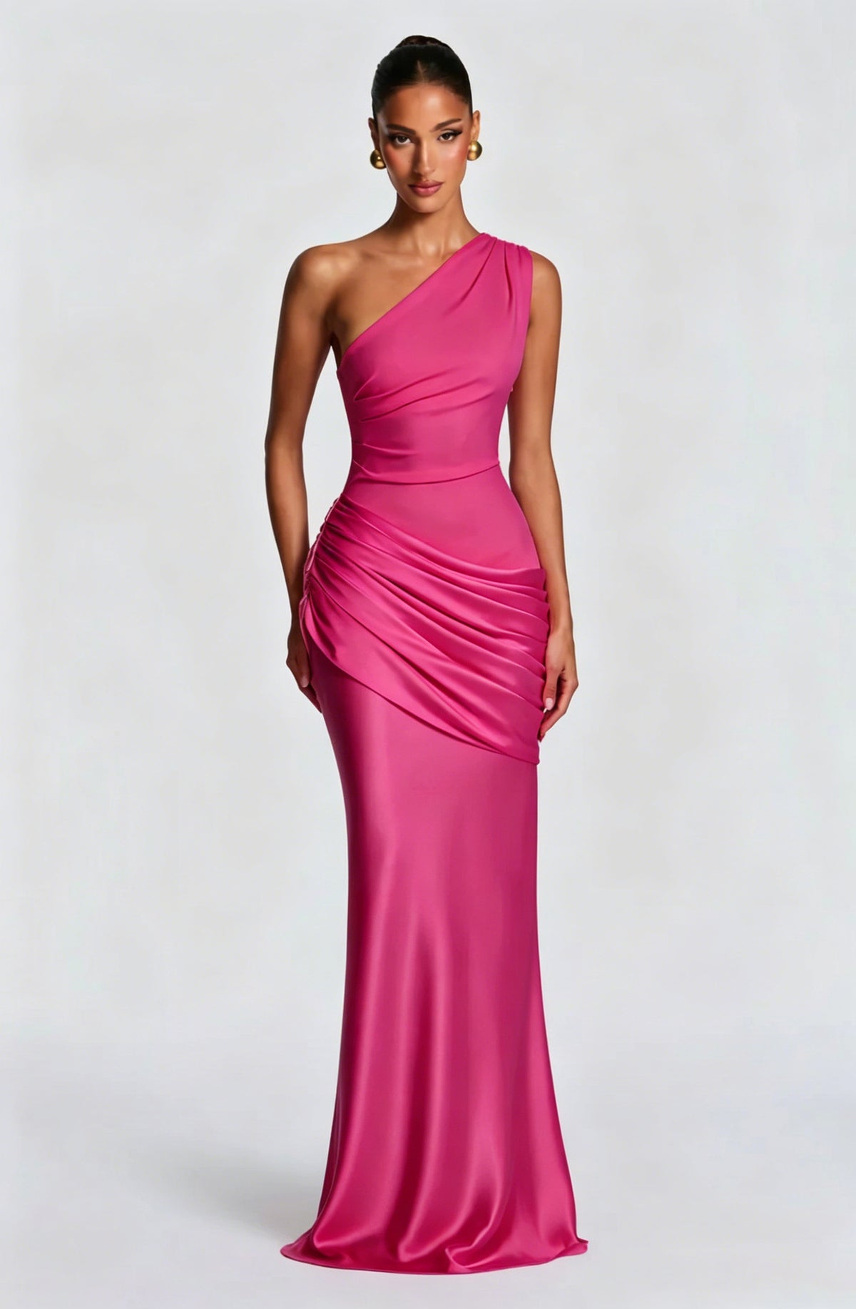 One-Shoulder Satin Mermaid Dress, product view 69