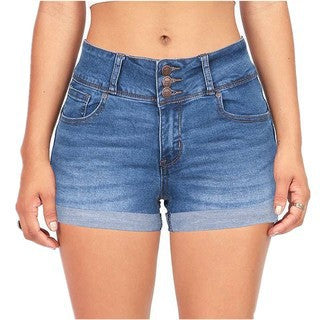 Women’s High-Waist Frayed Denim Shorts, product view 8