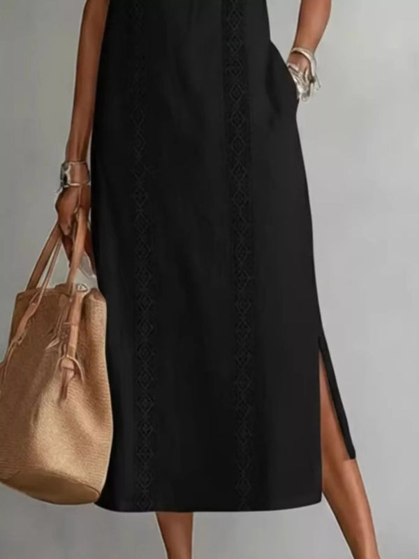 Full Size Sleeveless Lace Trim Midi Dress Plus Size — additional view 4