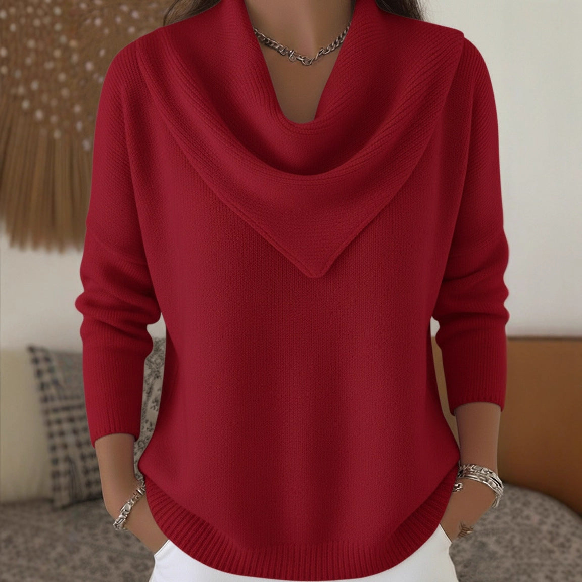 Women's Solid Color Long-Sleeve Sweater Top product image