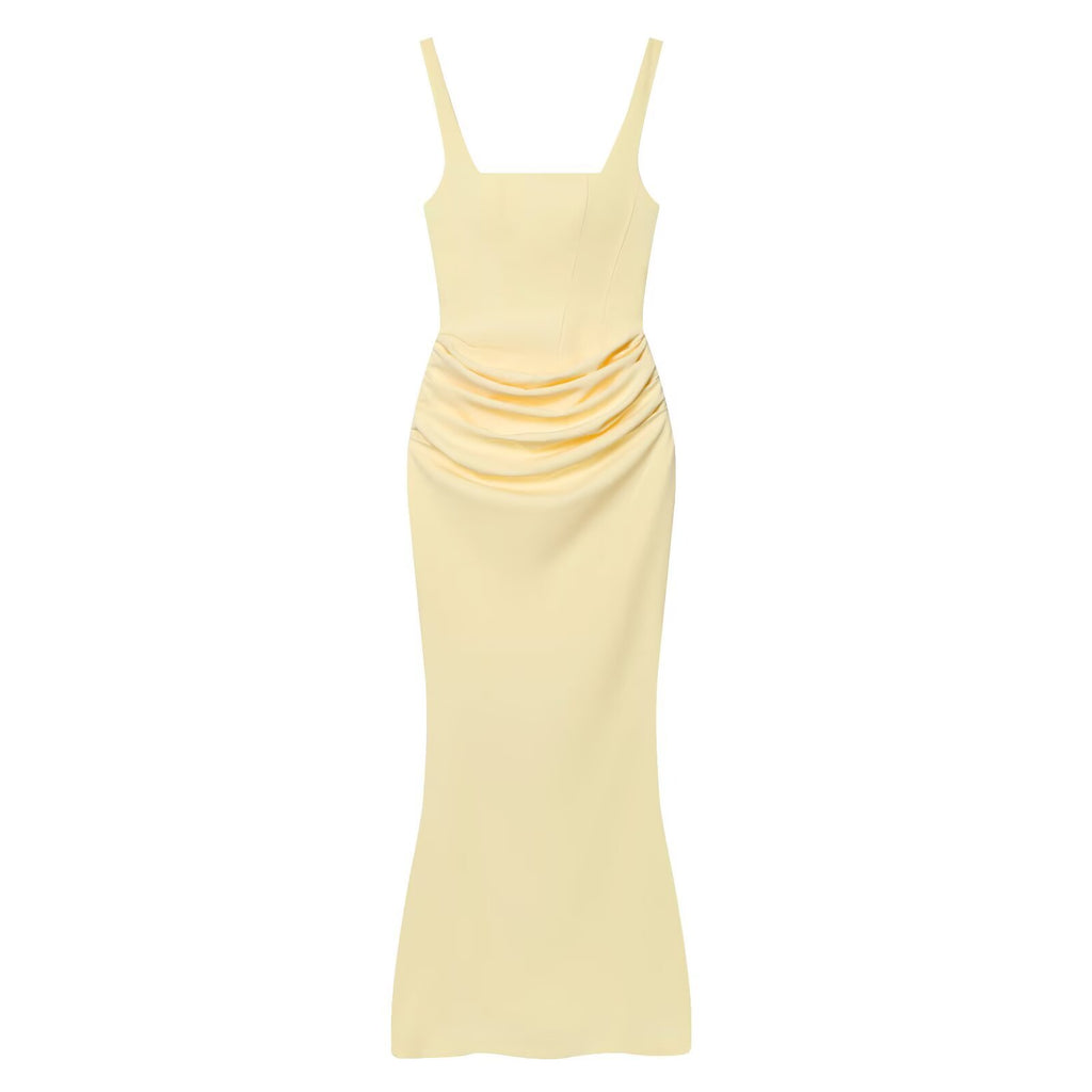 Wrap-Style High-Waist Evening Dress