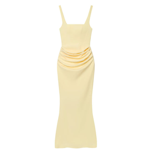 Wrap-Style High-Waist Evening Dress