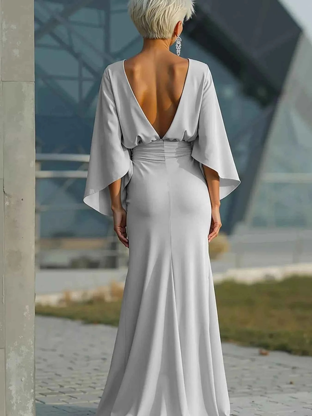 Batwing sleeve ruched maxi dress — additional view 2