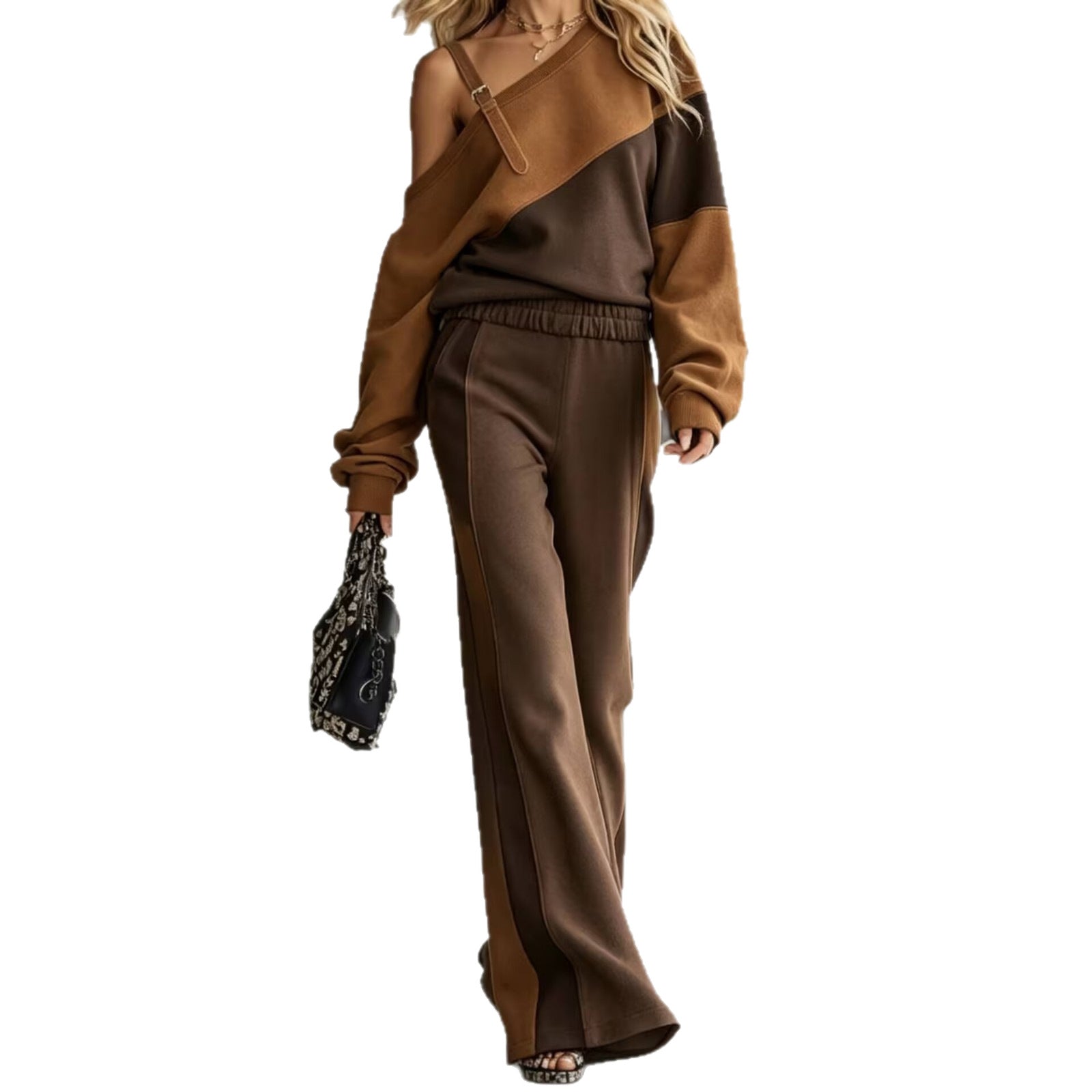 Color-Block Sweatshirt & Wide-Leg Pants Set — product image 10