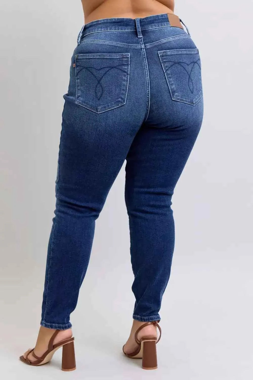Plus Size Washed Thermal Skinny Jeans-Jeans-Splashis-Splashis