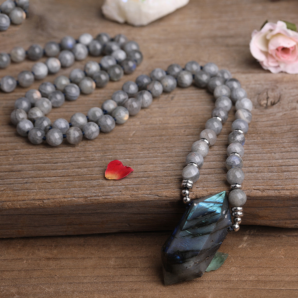 Product detail photo of Labradorite Double Point Pendant Necklace, labradorite double point pendant necklace