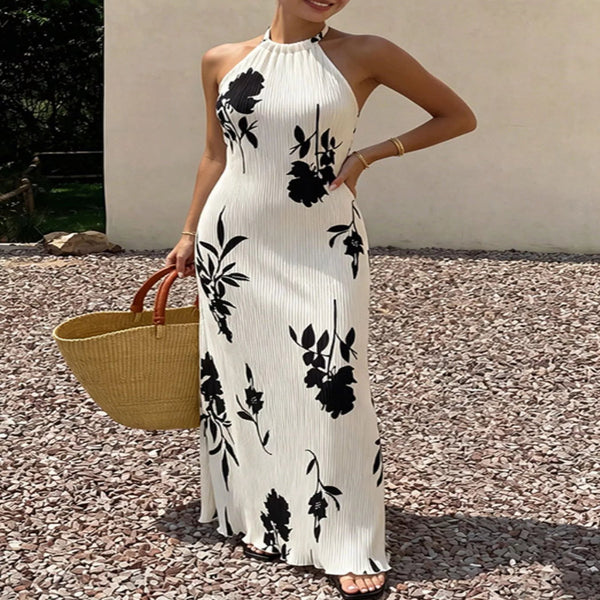 Floral Print Halter Neck Maxi Dress — primary view