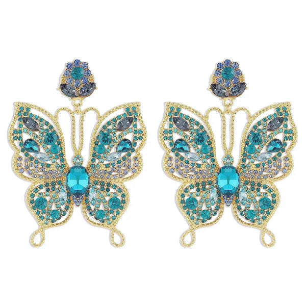 Butterfly rhinestone earrings in 18K gold-plated finish — additional view 5