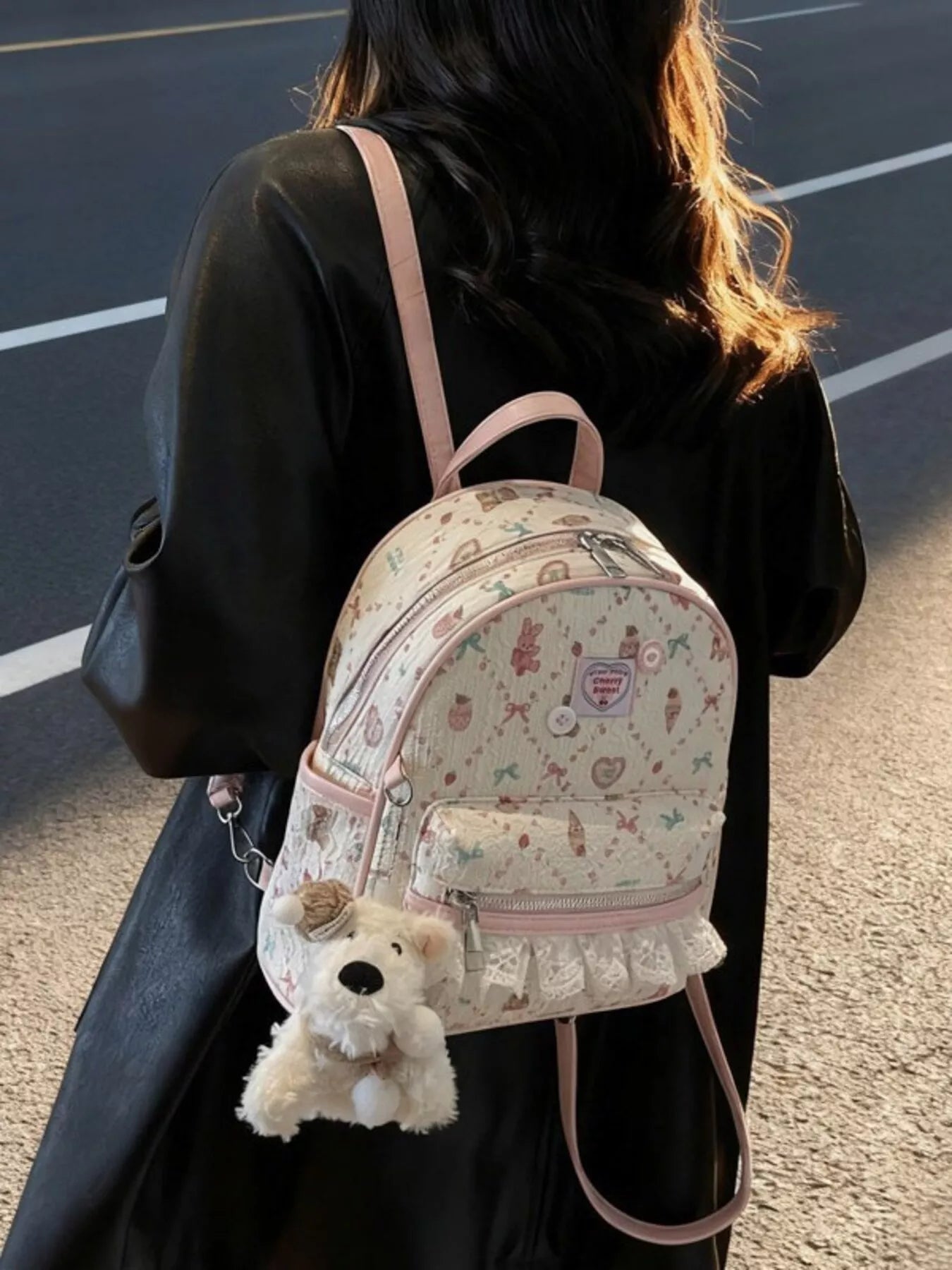 Mini Lace Detail PU Leather Backpack — product image 4