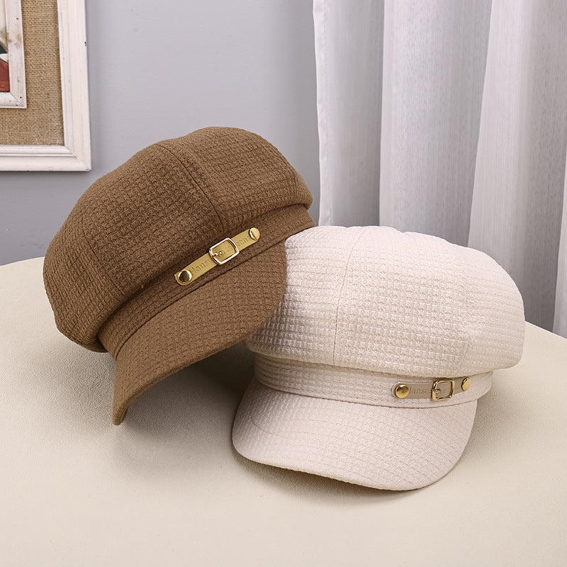Women's Pleated Octagonal Newsboy Cap-Splashis